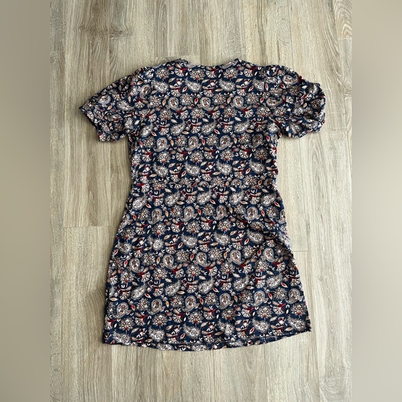 Boden Women’s  V-Neck Jersey Mini Dress Navy Paisley Terrace - Size 14 - Picture 8 of 10